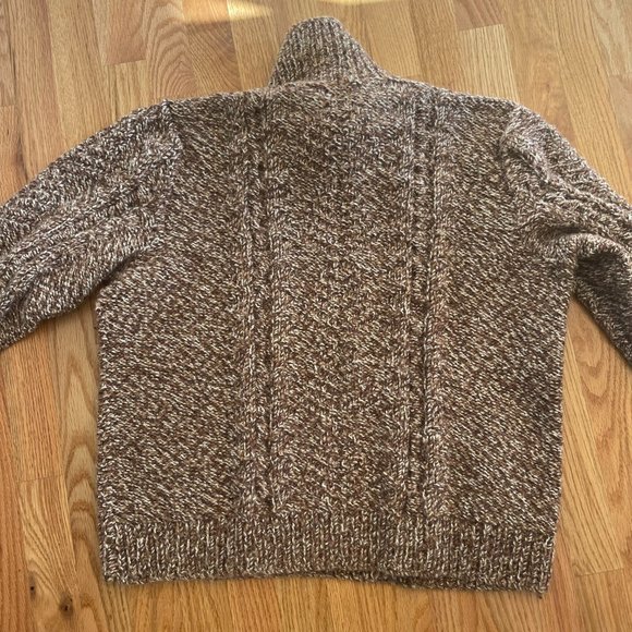 Vintage Pullover Chunky Hand Knitted Women’s Sweater Cowl/Turtleneck Brown/Tan - Picture 7 of 14